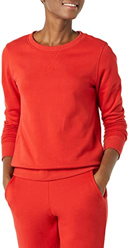 Amazon Essentials Sudadera de vellón de rizo francés con cuello redondo para mujer (disponible en tallas grandes), color rojo, talla M