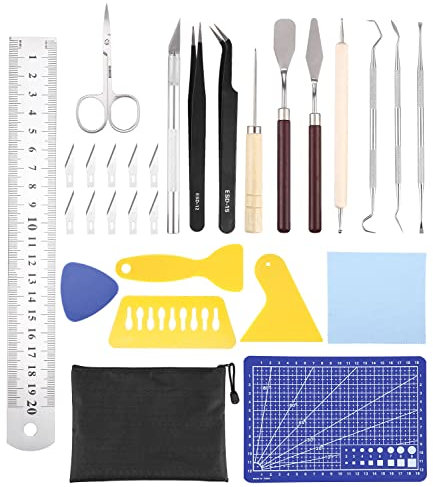 JOFLVA Herramientas Vinilo Manual, 29PCS Herramientas De Desmalezado Para Manualidades, Herramientas Para Plóter De Acero Inoxidable, Herramientas De Modelado Para Escultura Para Silueta, Cameos, HTV.