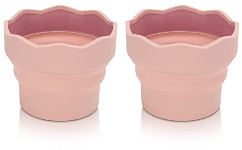 Beufee 2Pcs zusammenklappbare Pinsel Waschmaschine, tragbare Silikon Wascheimer Pinsel Halter Reiniger Malerei Wasser Cup Aquarell für Aquarell Ölgemälde (Rosa)