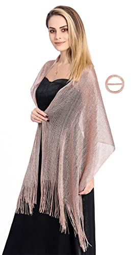 FAIRYGATE Ladies Scarfs and Shawls Wedding Womens Scarf Lightweight Wraps Scarves for Women UK Lovely Shimmering Evening for Party Dresses Presented with a Rose Gold Clasp A0521