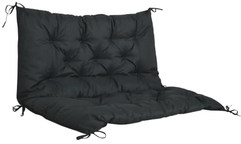 Outsunny 2 Seater Bench Pad Garden Swing Chair Cushion 98x100cm Black.