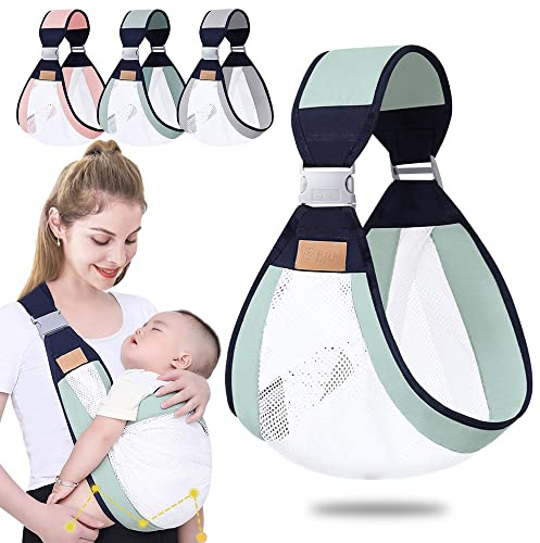 Tyuodna Tragetuch Baby,Babytrage Neugeborene ab Geburt，Verstellbare Babytragetuch mit Dicken Schultergurten,Tragegurt Baby,Baby Carrier für Babys von 0 bis 36 Monaten (Grün (Mesh))
