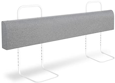 SWANEW 1 barandilla de cama para niños de 150 cm, barrera de protección para cama de bebé con 5 agujeros, altura regulable, protección anticaída suave, para cama familiar y cuna, color gris