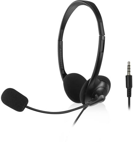 ACT AC9330 - Auriculares de Diadema para PC con micrófono, Clavija Jack de 3,5 mm, Longitud de Cable de 2 m