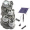 esotec Solar Felsen Kaskadenbrunnen, Akku, LED, Gartenliebhaber Geschenk, freistehender Springbrunnen, Gartenbrunnen Wasserspiel, Katzenbrunnen Zierbrunnen, dunkelgrau, H=30cm, außen, 101322