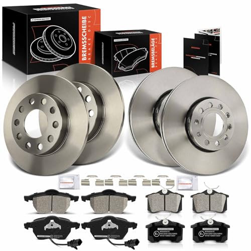 Frankberg 4x Bremsscheiben + 8x Bremsbeläge mit Bremsenschmiermittel Vorderachse Hinterachse Kompatibel mit A4 8E2 B6 2000-2004 A4 Avant 8E5 B6 2001-2004 Exeo ST 3R5 Replace# 4A0615301D