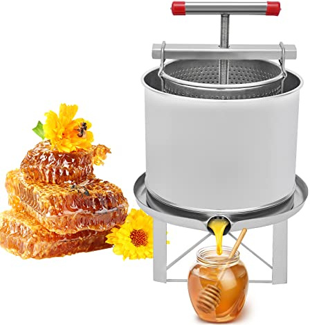 CUBELLIN Honey Press Extractor 12.6L Manual Honey Extractor Stainless Steel Juice Honey Extractor Kit Household Mesh Honey Press Machine for Wine, Juice, Honey