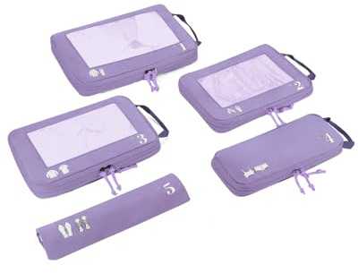ECOHUB 5 Sets Compresión Organizador Maleta Packing Cubes For Travel Essentials Bolsas Organizadoras Ropa Viaje Avion Viajes Accesorios(Morado)