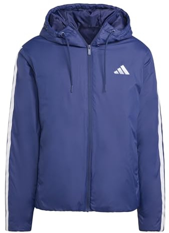 adidas Mezczyzni Essentials CLIMAWARM 3 Stripes Insulated Hooded Jackets, dark blue, M