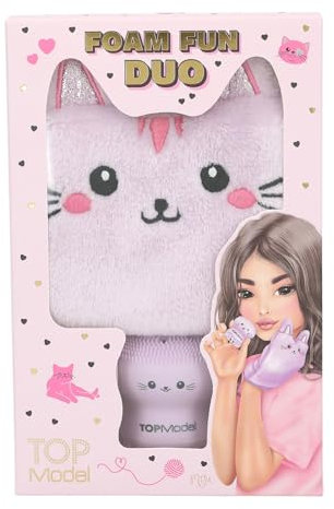 Depesche 13252 TOPModel - Waschhandschuh und Gesichtsschwamm Set Beauty and Me, in Lila und mit Katzen Motiven