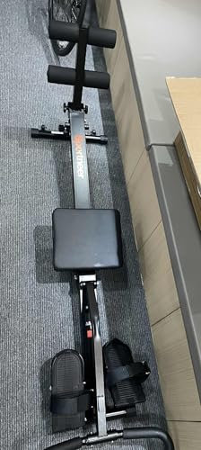 Rudergerät für Zuhause, Sportneer Hydraulisches Rudergerät klappbar mit 12 Widerstandsstufen, Fitnessgerät für Zuhause, Bauchtrainer mit U-Griff & Rückenlehne, bis zu 135 kg belastbar