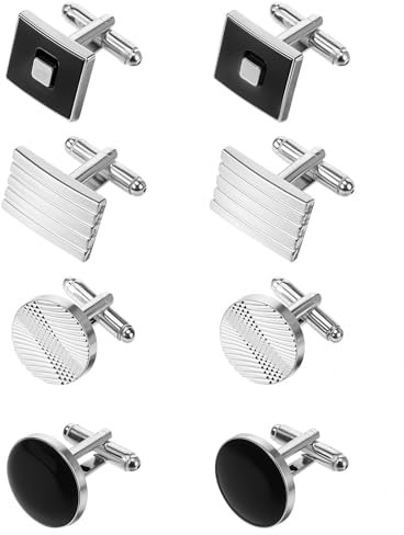 COMNICO 4 Paar Klassische Manschettenknöpfe Manschettenknöpfe Herren Klassischer Ton Modische Manschettenknöpfe Hochzeit Business Vintage Hemd Manschettenknöpfe Geschenkbox für Geschäft Hochzeit Party