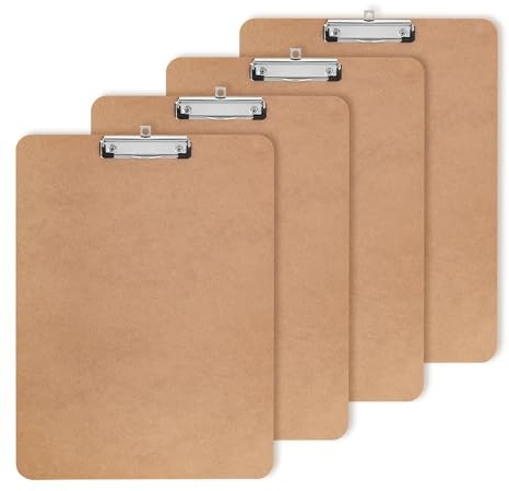Aramanara 4 tavolette portablocco formato A3, grandi tavolette portablocco verticale, 34,5 x 45 cm, in legno con clip in metallo e foro per appenderla, per disegnare, fare schizzi, scrivere