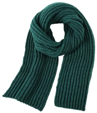 Pesaat Women Long Scarf Warm Shawl for Ladies, Chunky Cable Knitted Scarf for Men (Dark Green)
