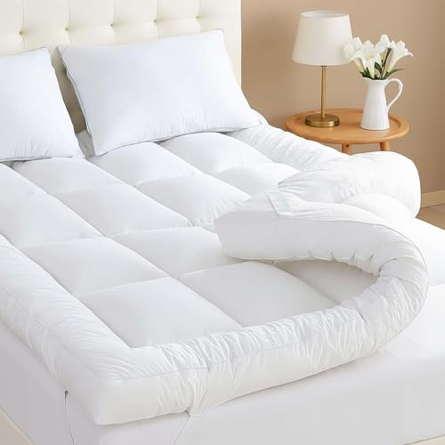 SM Decor Bed Mattress Topper (4 Inch/10 cm) Extra Deep Hotel Quality, Soft Supportive Breathable Comfortable Quilted Mattress Topper With Easy Fit Elasticated Straps (Single)