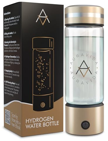 AuraVida Hydrogen Water Bottle - Hydrogen Water Portable 330ml Hydrogen Water Bottle Generator, SPE/PEM Hydro Water Bottle, Self-Cleaning, Hydrogen Water Bottle UK -3-Minute Hydrogen Water