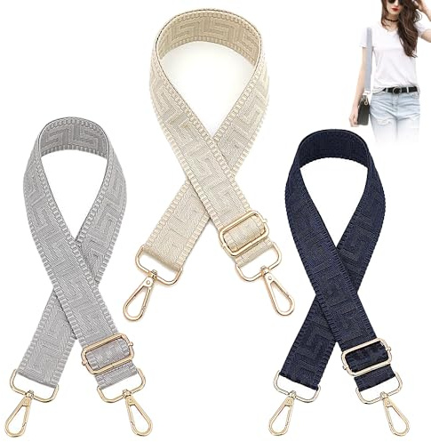ZEXUPORIUM 3 Stück Taschengurte Zum Wechseln, Verstellbar Schultergurt für Taschen, Schulterriemen mit Karabiner für Crossbody Bag Damen und Herren Breiter Gurt