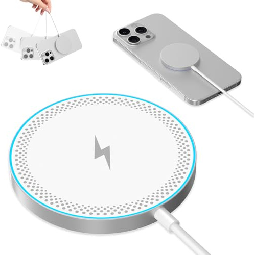 Magnetic Wireless Charger, Fast Apple Mag-Safe Charger for iPhone 17/16/15/14/13/12 Series, Wireless Magnet Mag Safe Charging Pad for AirPods 3/2/Pro, Strong Magnetic Charger Pad