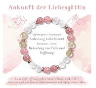 vidonio Natural Rose Quartz Crystal Bracelet for Women with Meaning Card, 8mm Stretch Healing Beaded Bracelets for Women, Anxiety Bracelet With Energy Protection, Good Luck Jewellery Gift for Her