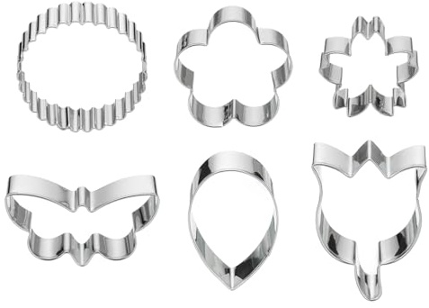 sourcing map 1 Set Flower Cookie Cutter, Flower Leaf Fondant Baking Tool for Making Cookie Silver