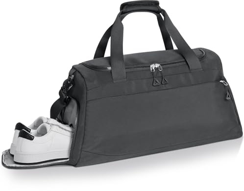Romon Sac de Sport, Sac de Sport Sacs de Voyage Waterproof Multiuse Sac Voyage Avec Compartiment Chaussures Grande Sac à BandoulièRe ou Fourre-Tout Homme & Femme pour Gym, Fitness, Duffel Bag, Noir, L