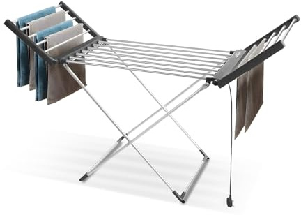 Avilia – Stendino Elettrico Richiudibile Magic Dry XL in Alluminio con 2 Ripiani Riscaldanti, Stendibiancheria Salvaspazio per Casa, Asciugabiancheria Rapido e a Basso Consumo