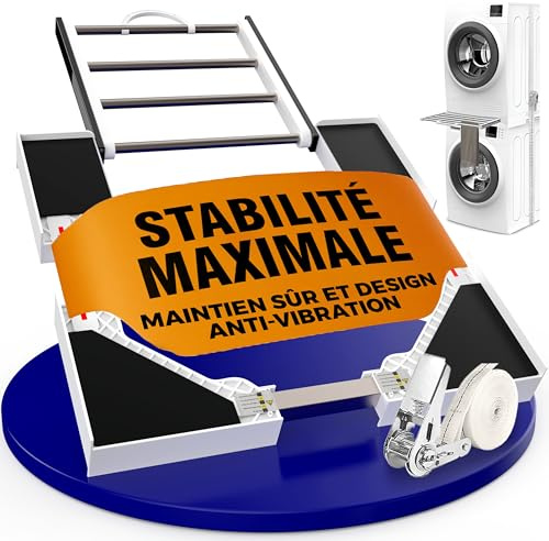 MEISTERWERK Zwischenbaurahmen mit ausziehbarem Handtuchhalter - (EU Zertifiziert) Verbindungsrahmen für Waschmaschine & Trockner - Zwischenbausatz, Universell einstellbar