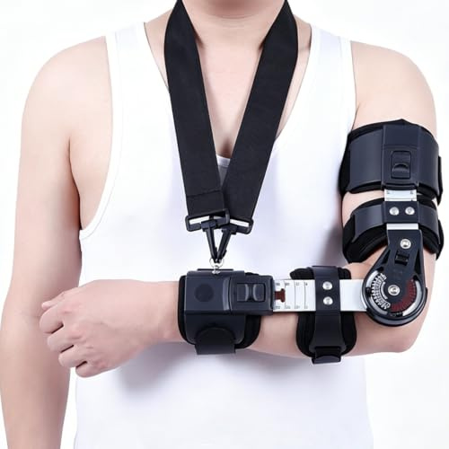 Ortesi per gomito, con chiusura rapida precisa regolabile multiangolo lunghezza regolabile per lesioni postoperatorie del braccio stecca di riabilitazione per frattura o lussazione omero lato sinistro