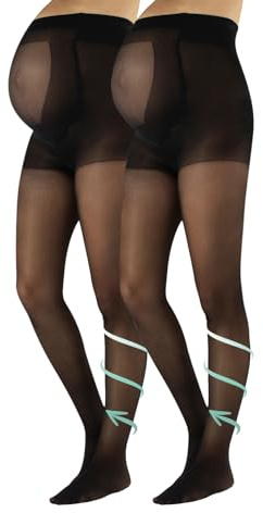 CALZITALY Collant de Maternité de Maintien 8 mm/Hg | Collants Voile de Soutien Grossesse | Noir, Naturel | S, M, L, XL | 20 DEN | Made in Italy