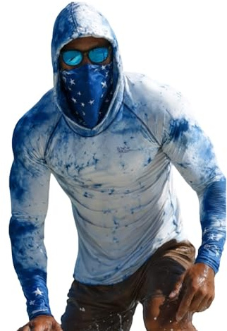 Tee Shirt Anti UV Homme Léger Hoodie De Sport Upf50+ Décontractée T-Shirt Respirant D'été avec Masque Tshirt De Protection Solaire Grande Taille Sweat À Capuche pour Activités Plein Air