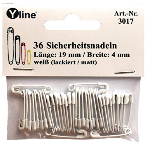 36 Mini imperdibles de Seguridad Blancos, Aprox. 19 mm, Agujas de Seguridad