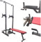 FLMD2163 Power Tower Dip Bar mit Hantelbank Klimmzugstange Trainingsstation Chin Up Sit Up Paar Parallele Multifunktionale Ausrüstung Home Gym Fitness Zuhause
