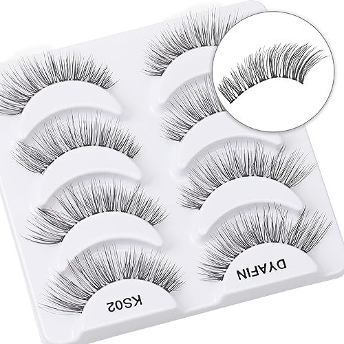 DYAFIN 3D Wimpern 4 Paar, Natürliche Künstliche Wimpern Set Fake Lashes Set Wimpern Natürliche Wiederverwendbar Handgemachte Leichte Falsche Wimpern