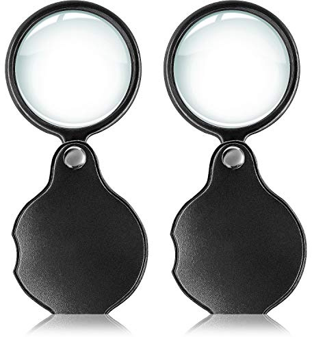 Wapodeai 2pcs 10x Small Pocket Magnify Glass, Apply to Reading, Science, Jewelry, Hobbies, Books