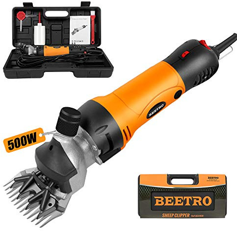 BEETRO Elektrisk professionell fårsax, 500 W, husdjurshårklippare för får, alpackor, getter och mer, 6 hastigheter, hållbar, för bondgård, lantbruksdjur
