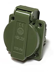 8 stycken/inbyggt uttag Schuko-uttag 16 A med IP54/flänstätning (olivgrön RAL6003)