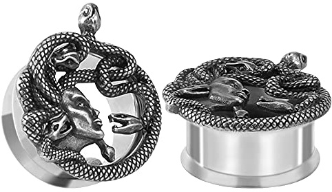COOEAR 1 Pair Flesh Ear Gauges Piercing Plugs Tunnels Snake Earrings Stretchers Expander Men Women Gift Body Jewelry.