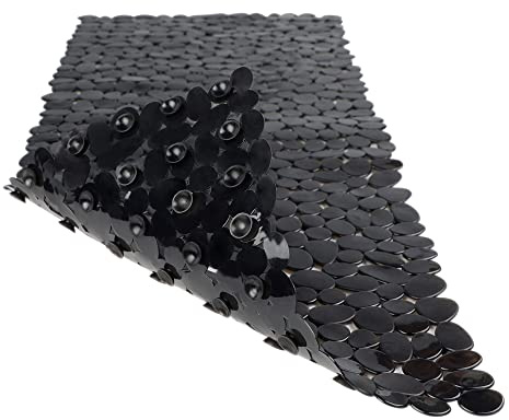 WELTRXE Duschmatte, Antirutschmatte aus Kunststoff für Kinder und Familie (schwarz, rechteckig-88×40 cm)