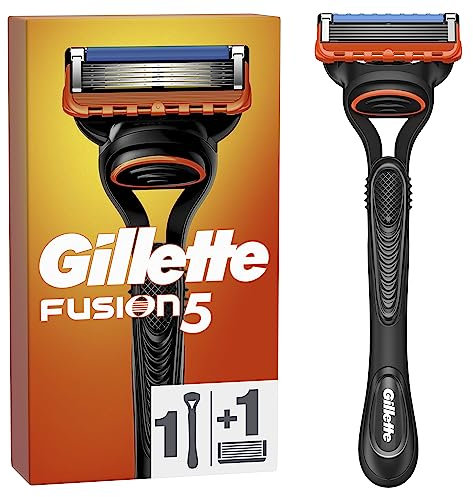 Gillette Fusion5 Rasoir Pour Homme, 1 Rasoir Gillette , 2 Recharges De Lames, Avec Lubrastrip Pour Un Rasage De Près