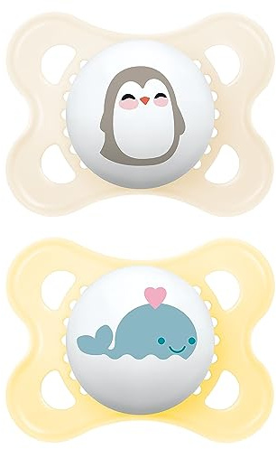 MAM Original Schnuller | 0-6 Monate | Schnuller für Neugeborene | 94% Akzeptanz | stillfreundlich | von Hebammen empfohlen | zahnfreundlich | SkinSoft Silikon | Pinguin/Wal | 2 Stück