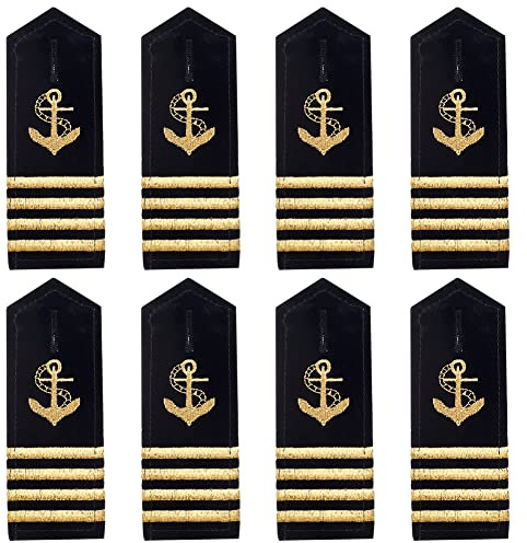 WEBEEDY 8 Paire D'Épaulettes en Carton Dur avec Ancre Dorée Épaulettes de Capitaine Compagnon de la Flotte de la Marine Uniforme D'Amiral Curseur D'Épaulette de Cosplay pour Costume de Cosplay