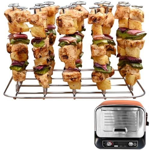 INFRAOVENS Air Fryer Rack for Ninja Woodfire Pizza Oven, 8-in-1 Outdoor Oven, Smoker, Stainless Steel Accessories for OO100 OO101 OO101B, Airfryer Skewer Stand, Kabobs and Rib Barbecue BBQ Rack