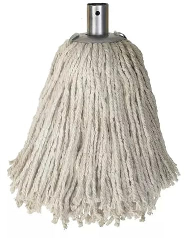 Durable Cotton Mop Head Replacement with Steel Clip Socket - Super Absorbent, Twist and Lock for Floors & Commercial Use (Pack of 1, Mop Head Only)