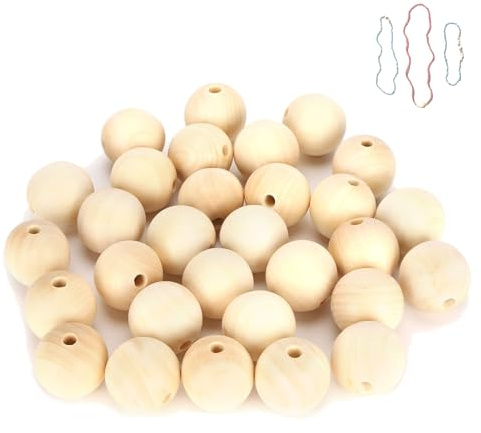 30 pezzi di perline distanziatrici palla rotonda grandi perline di legno accessori decorativi per la decorazione di gioielli accessori per la realizzazione di 40 mm