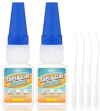 LLPT superlim | Net 3 g | klart universallim med anti-igensättning | Snabb och stark för plast metall glas läder (LSG003-2) | 2 förpackningar