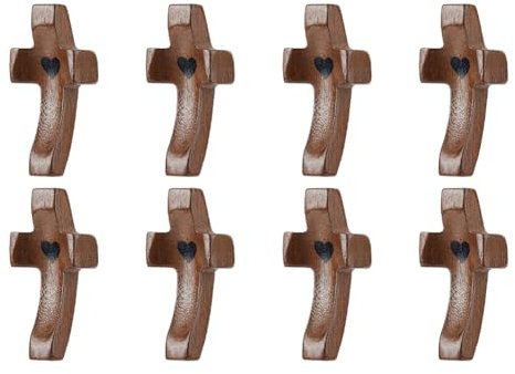 DICOSMETIC Croce in legno con scritta Cross My Heart, 10 pezzi, croci tascabili in legno sfuso, in noce nero, confortevole, regalo di incoraggiamento per preghiera, aggrappati a Pasqua, donne e