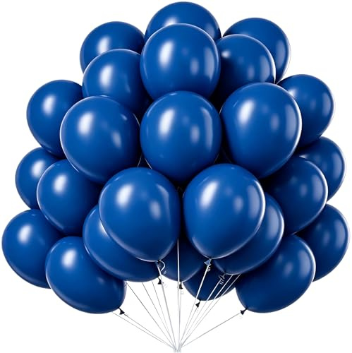 Globos azul oscuro, 100 globos azules de 25 cm globos de látex de cumpleaños, globo de aire, azul oscuro, globos de cumpleaños, decoración para fiestas, bodas, fiestas de bebé, festival, aniversario