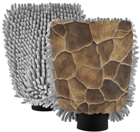 Guanto da lavaggio in microfibra kaki con texture in pelle di bufalo animale guanto antigraffio per pulizia auto spugna
