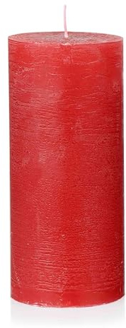 NKlaus Rustik adventsljus vinröd 6 x 14 cm – blockljus av vax för juldekoration, adventkrans och bordsdekoration, lång brinntid