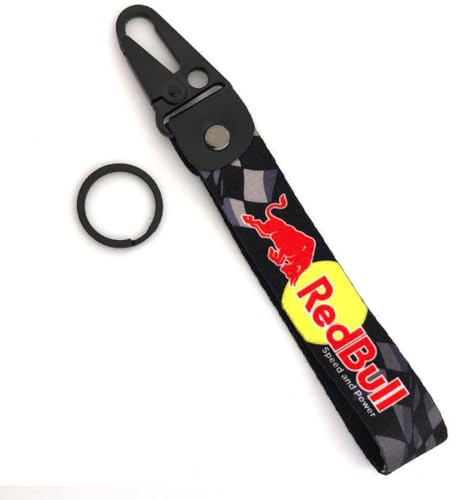 Motocicleta Poliéster Bordado Llavero para Red Bull Llavero Bordado Motocicleta Tela De Poliéster Llavero Anillo Llavero con Hebilla Motos Accesorios,Black-A